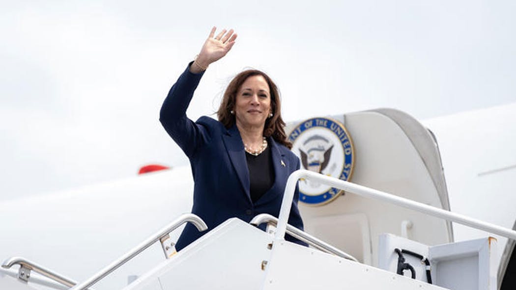 Kamala Harris Waving From Airplane