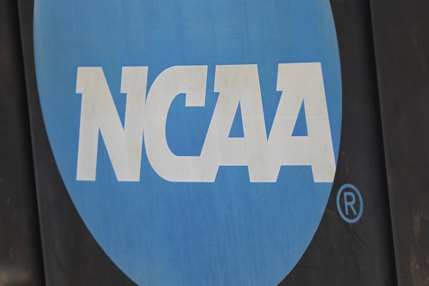 NCAA logo displayed on the fence