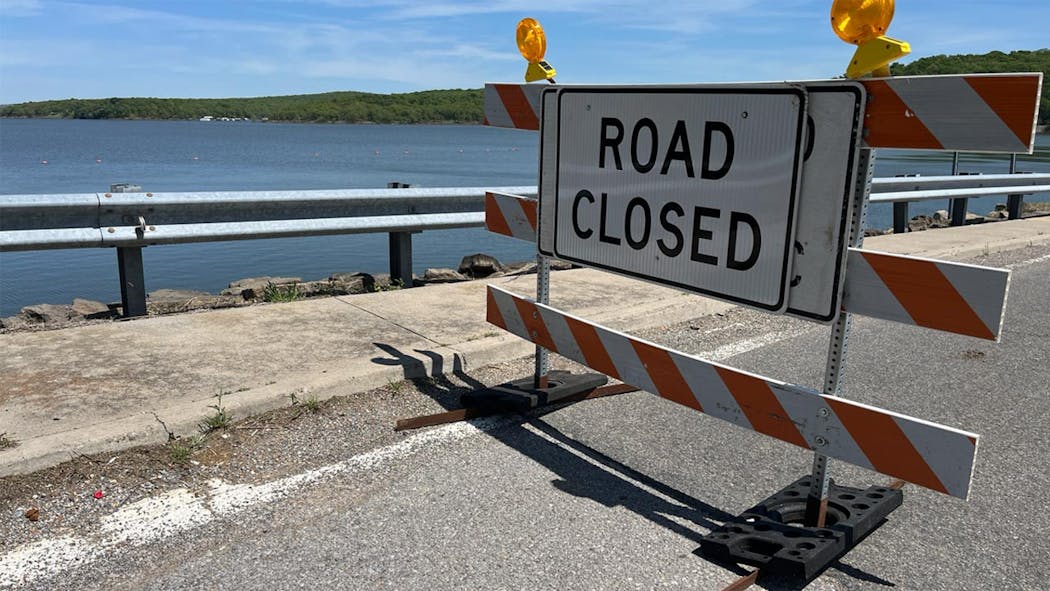 Fort Gibson Bridge over dam closed - April 2025