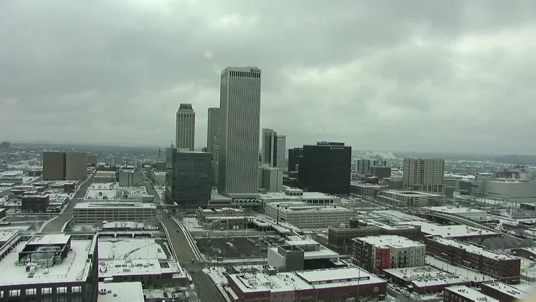 Snowy Tulsa Skyline