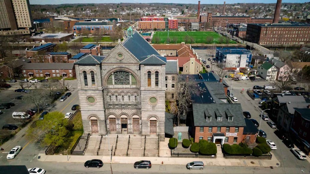 Former Saint Jean Baptiste Church building in Lowell, Mass.