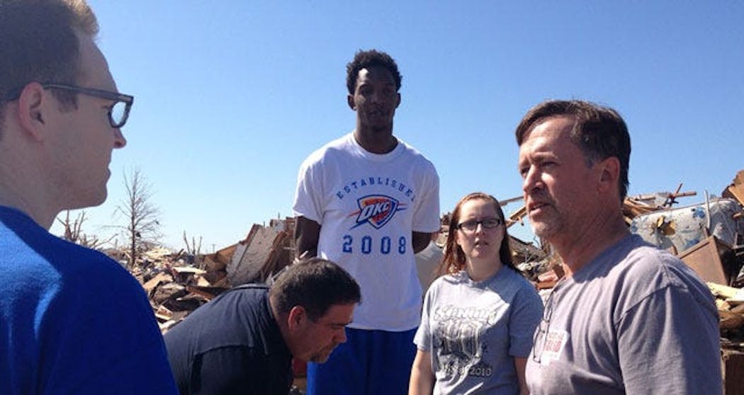 Thunder Players Tour Tornado Damage In Moore