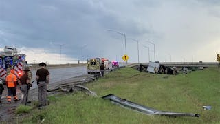 Oklahoma Highway Patrol Responds After Semi Truck Rolls Over On I-44