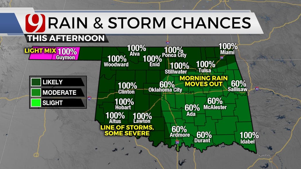 Chance For Severe Weather Monday As Rain Moves Across Oklahoma