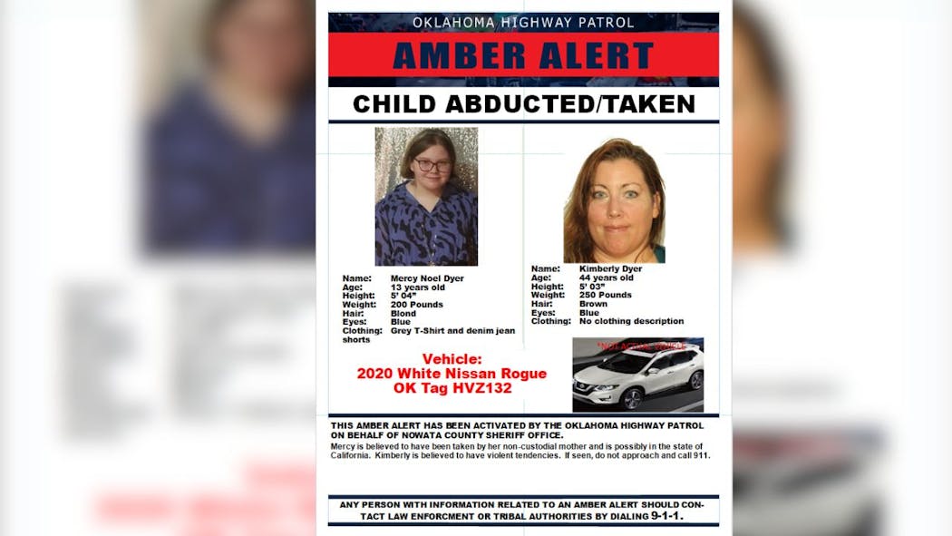 Amber Alert 13-year-old Mercy Noel Dryer