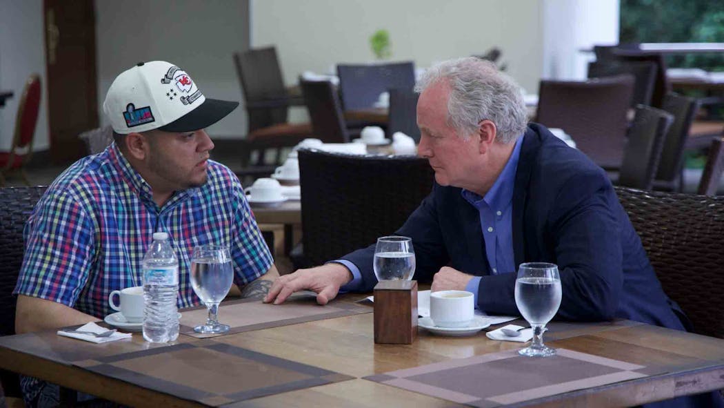 Kilmar Abrego Garcia and U.S. Sen. Chris Van Hollen.