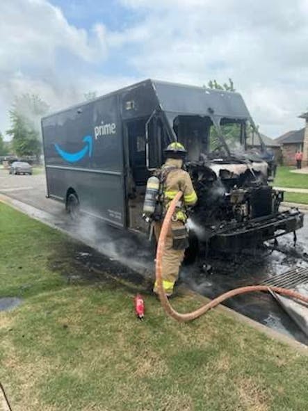 Moore firefighters respond to Amazon truck fire