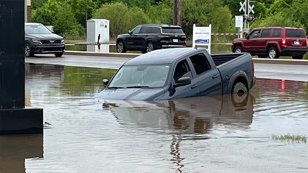 Choctaw truck submerged after floods