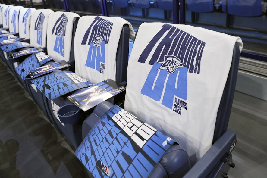 thunder shirts in seats for playoffs